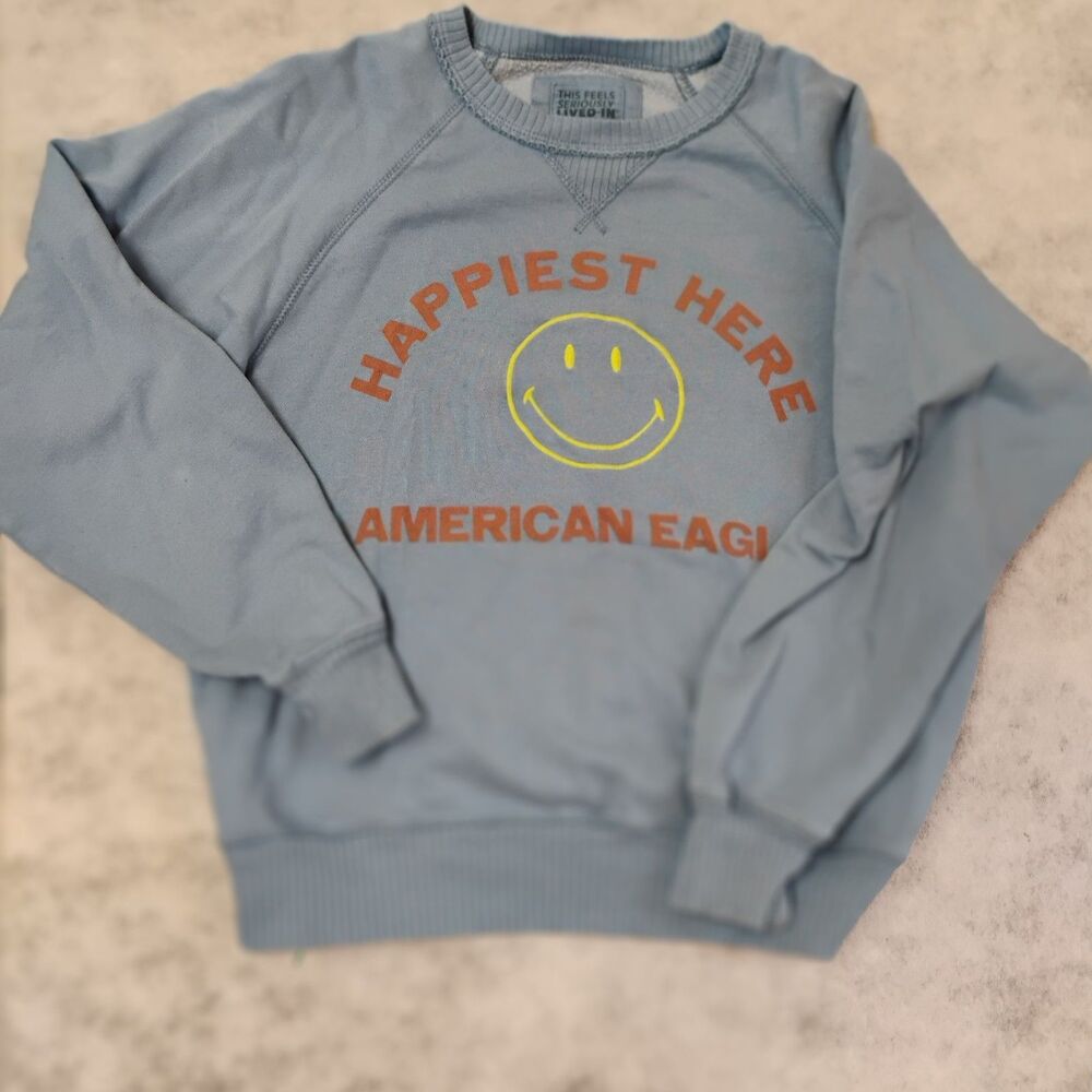 American Eagle Smiley• Light Blue • soft girl style  • Streetwear • Y2K • Retro